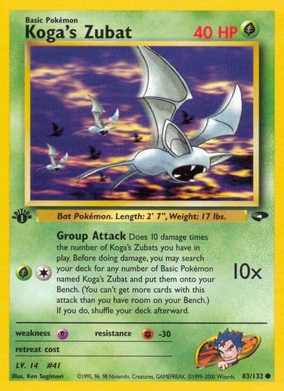 Koga's Zubat Gym Challenge Pokemon card