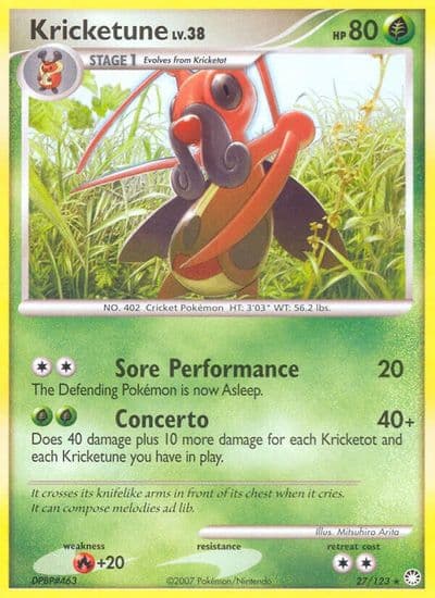 Kricketune Mysterious Treasures Pokemon card