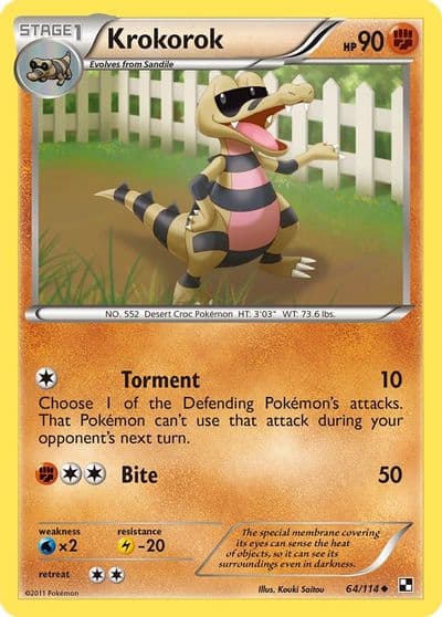 Krokorok Black and White Pokemon card