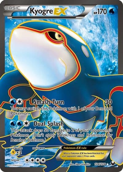 Kyogre EX (104 Full Art) Dark Explorers Pokemon card