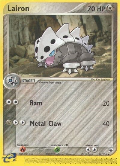 Lairon Ruby and Sapphire Pokemon card
