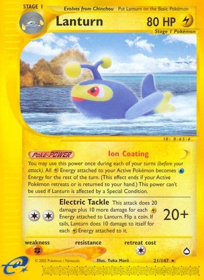 Lanturn (21) Aquapolis Pokemon card