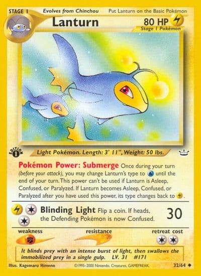 Lanturn Neo Revelation Pokemon card