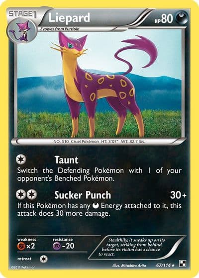 Liepard Black and White Pokemon card