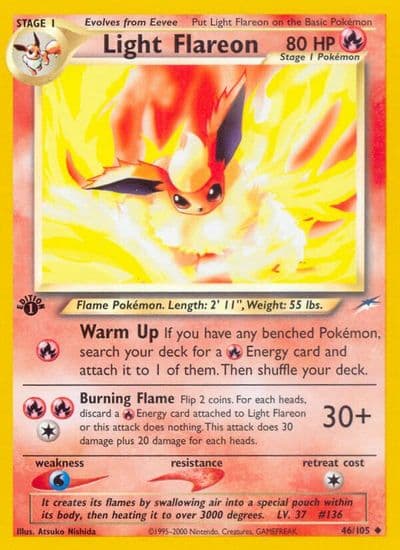 Light Flareon Neo Destiny Pokemon card