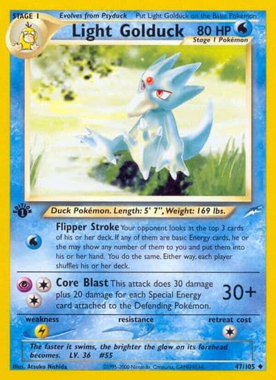 Light Golduck Neo Destiny Pokemon card