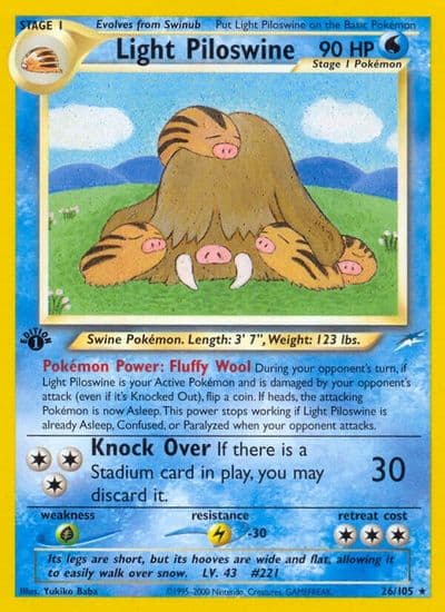 Light Piloswine Neo Destiny Pokemon card