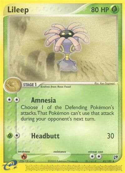 Lileep Sandstorm Pokemon card