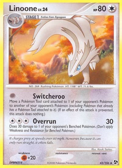 Linoone Great Encounters Pokemon card