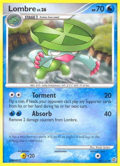 Lombre Secret Wonders Pokemon card