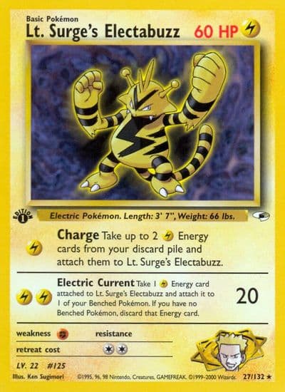 Lt. Surge's Electabuzz (27) Gym Heroes Pokemon card