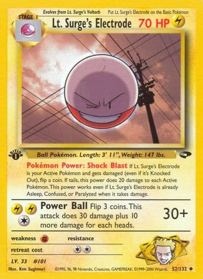 Lt. Surge's Electrode Gym Challenge Pokemon card