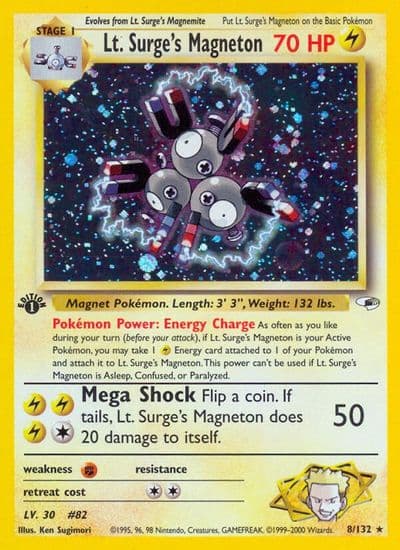 Lt. Surge's Magneton Gym Heroes Pokemon card
