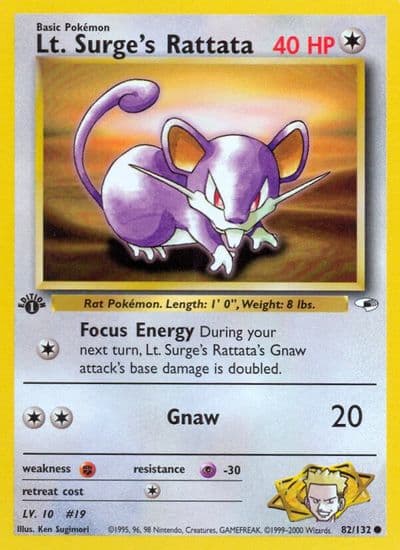 Lt. Surge's Rattata Gym Heroes Pokemon card
