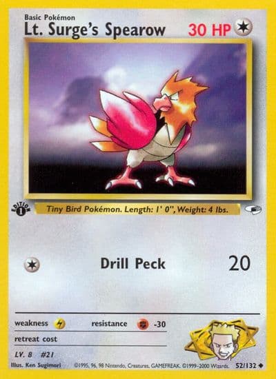 Lt. Surge's Spearow (52) Gym Heroes Pokemon card