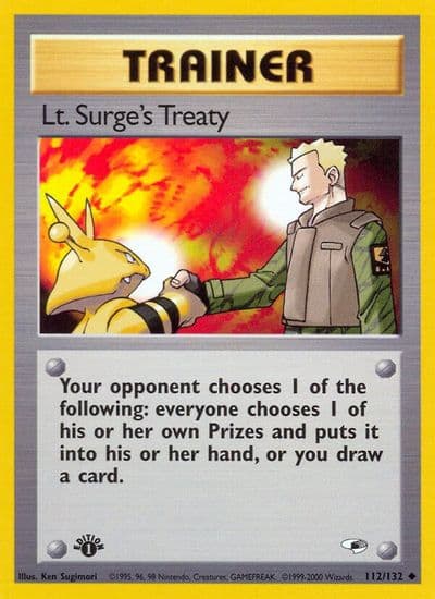 Lt. Surge's Treaty Gym Heroes Pokemon card