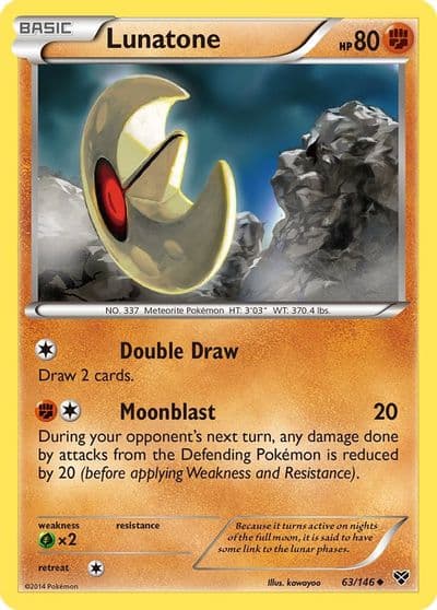 Lunatone XY Base Set Pokemon card