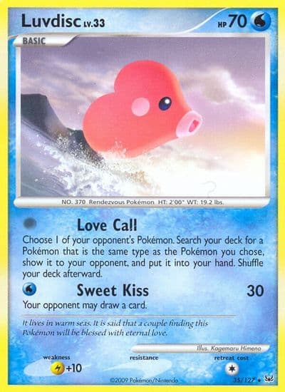 Luvdisc Platinum Pokemon card