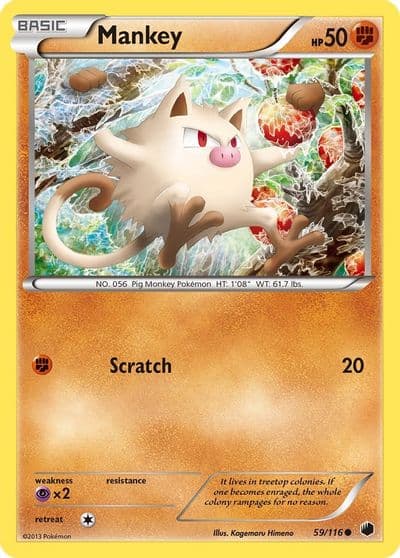 Mankey Plasma Freeze Pokemon card