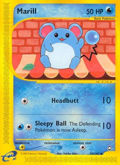 Marill Aquapolis Pokemon card