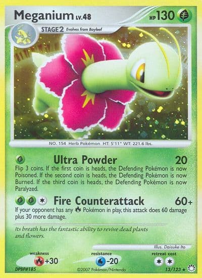Meganium Mysterious Treasures Pokemon card