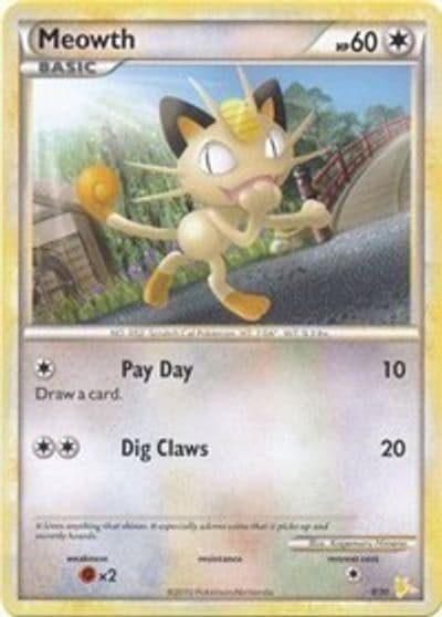 Meowth (#4) HGSS Trainer Kit: Gyarados & Raichu Pokemon card