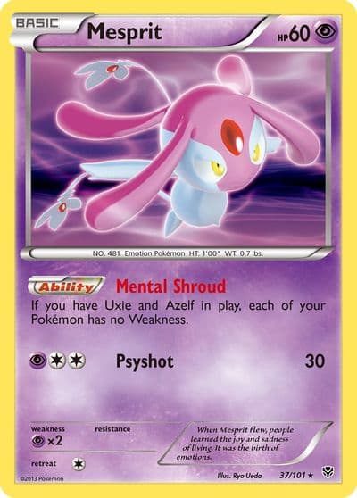 Mesprit Plasma Blast Pokemon card