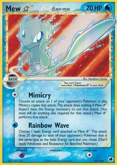 Mew Star (Delta Species) Dragon Frontiers Pokemon card