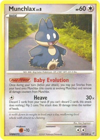 Munchlax Diamond and Pearl Pokemon card