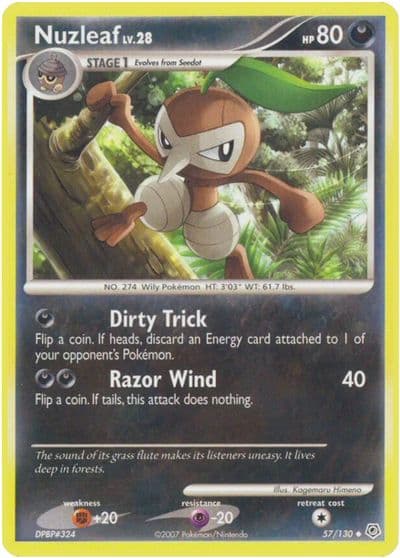 Nuzleaf Diamond and Pearl Pokemon card