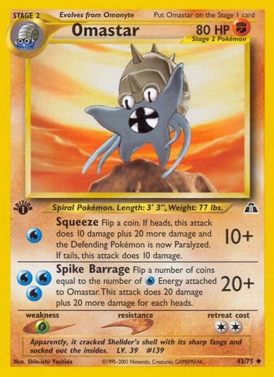 Omastar Neo Discovery Pokemon card