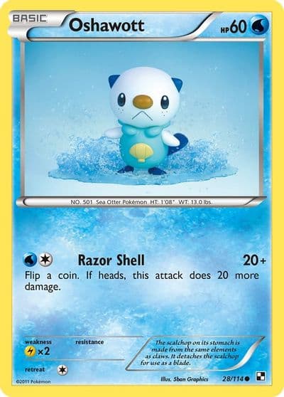 Oshawott (28) Black and White Pokemon card