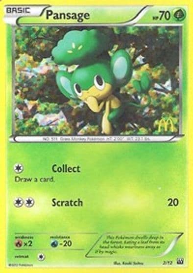 Pansage McDonald's Promos 2012 Pokemon card