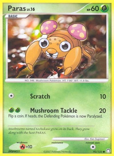 Paras Mysterious Treasures Pokemon card