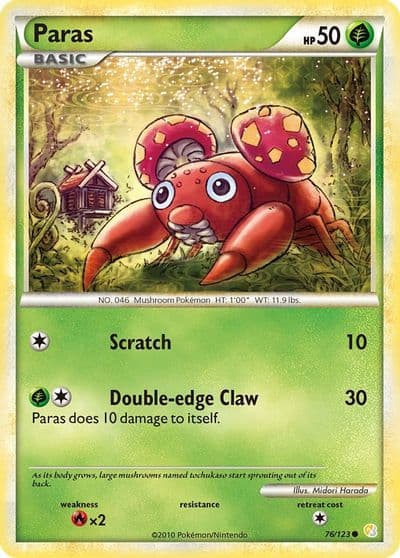 Paras HeartGold SoulSilver Pokemon card