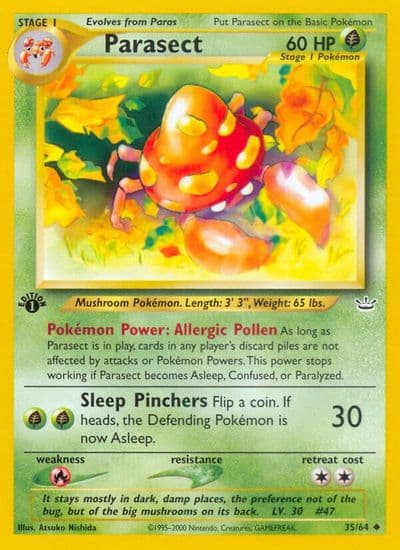 Parasect Neo Revelation Pokemon card