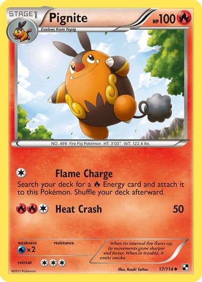Pignite (17) Black and White Pokemon card