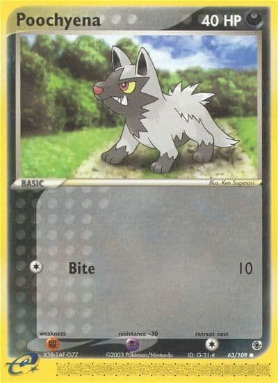Poochyena Ruby and Sapphire Pokemon card
