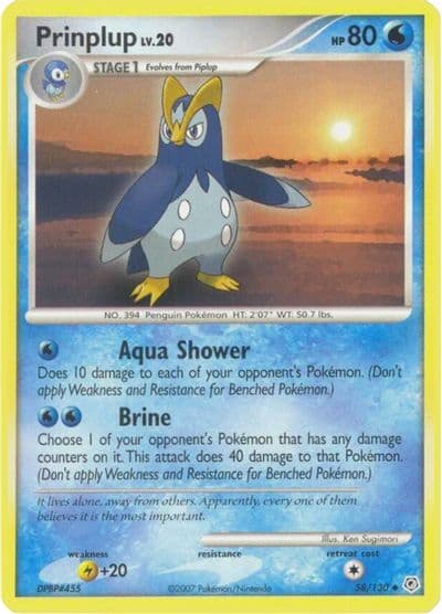 Prinplup Diamond and Pearl Pokemon card