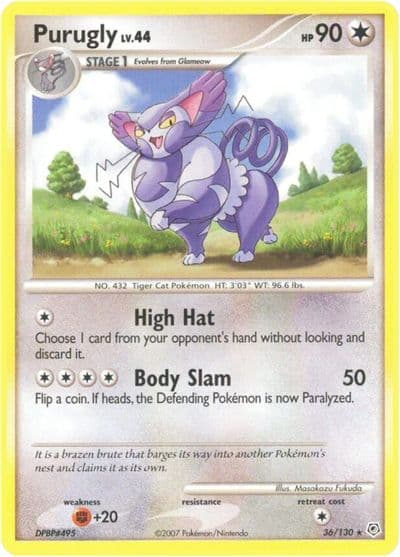 Purugly Diamond and Pearl Pokemon card