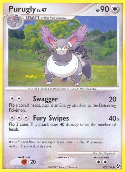 Purugly Great Encounters Pokemon card
