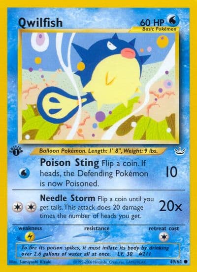 Qwilfish Neo Revelation Pokemon card