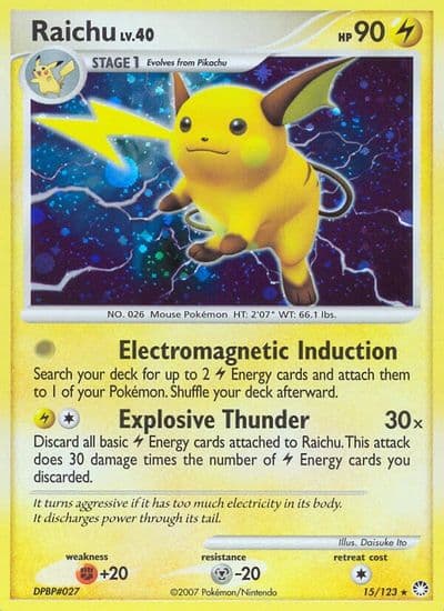 Raichu Mysterious Treasures Pokemon card