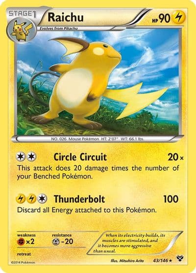 Raichu XY Base Set Pokemon card