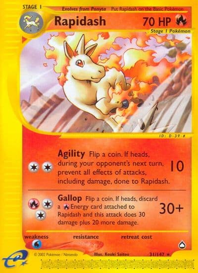 Rapidash Aquapolis Pokemon card