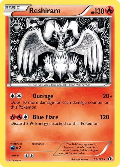 Reshiram Legendary Treasures Pokemon card