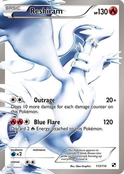 Reshiram (113 Full Art) Black and White Pokemon card