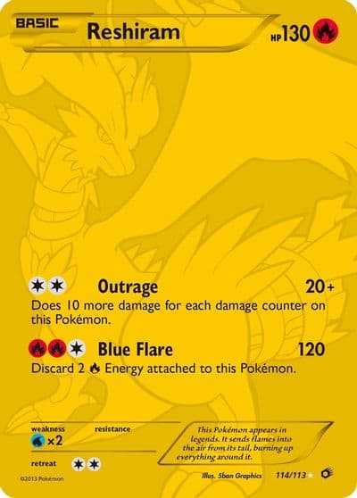 Reshiram (114 Full Art Secret Rare) Legendary Treasures Pokemon card