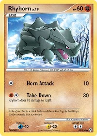 Rhyhorn Diamond and Pearl Pokemon card