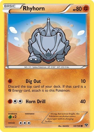 Rhyhorn XY Base Set Pokemon card